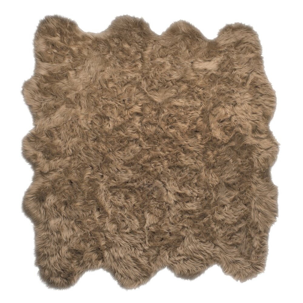 Luxe Home Decor Gordon Faux Sheepskin Octo Rug | 1-Piece | Tan | 6'x6'
